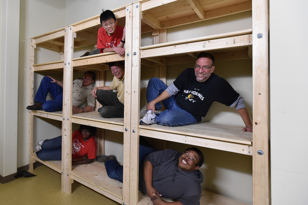 Testing the shelves.